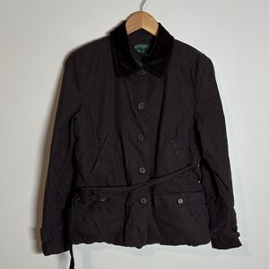 Lauren Ralph Lauren Corduroy Collar Belted Field Coat Large